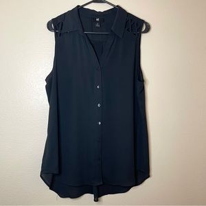 Black Chiffon Sleeveless Blouse